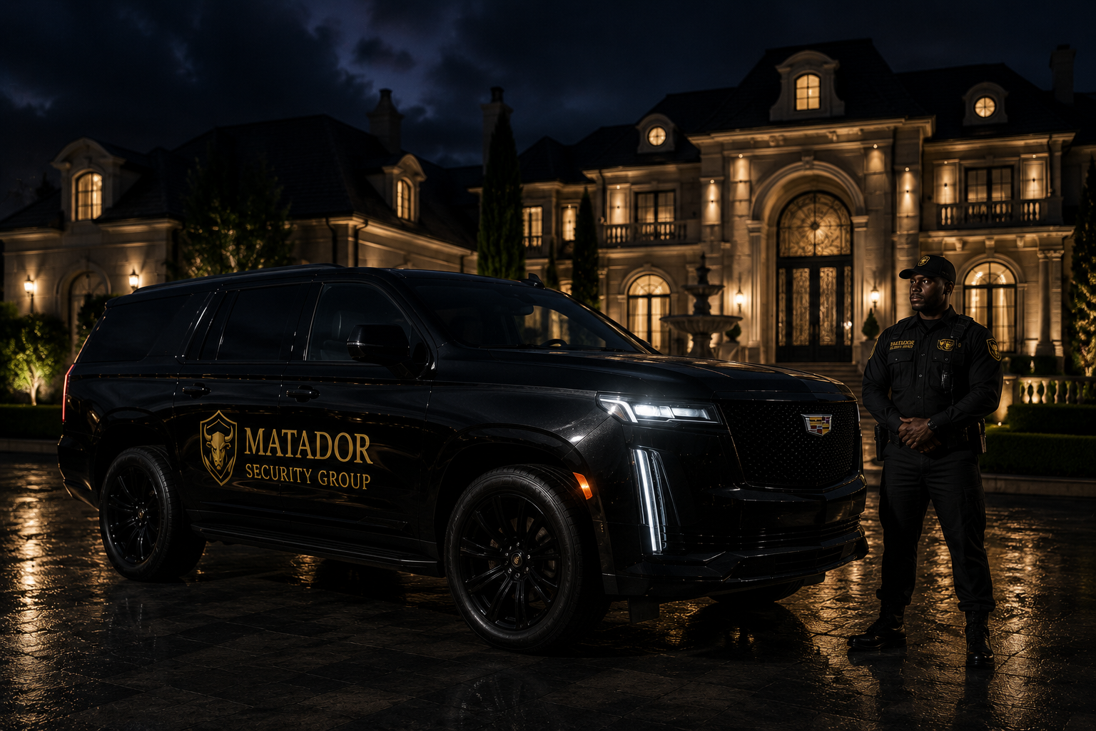 Luxury patrol SUV at night